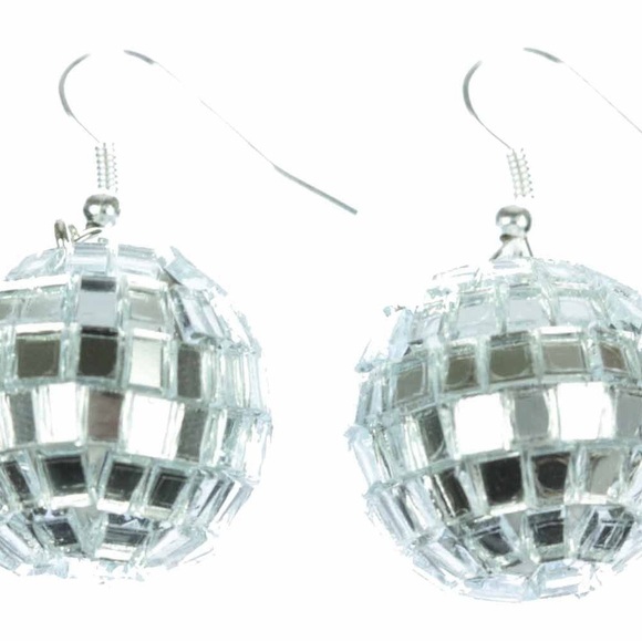 Silver Disco Ball Earrings - Picture 6 of 6